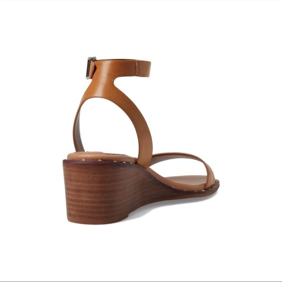 STEVE MADDEN NWOT Size 11 Brown Wedge Sandals Buckle Stud Cognac Ares Harlequin - Picture 4 of 15